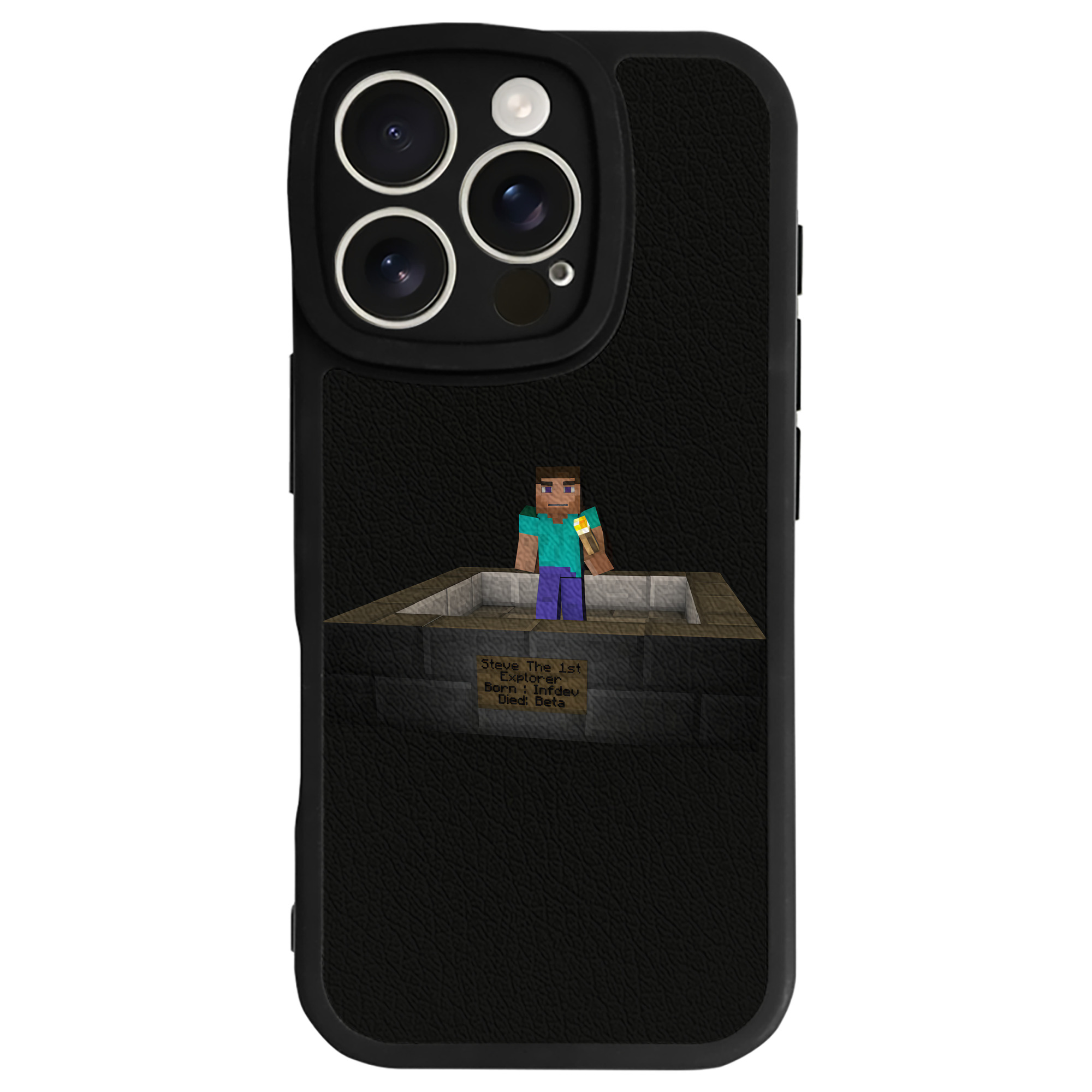 （画像用） マインクラフト ブロックの世界 Minecraft MC Block world 【iPhone 16シリーズ対応】シリコンスマホケース（レザー調） 材質：シリコン